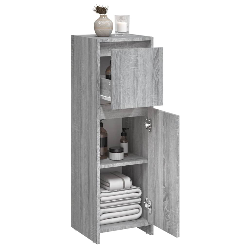 Badkamerkast 30X30X95 Cm Bewerkt Hout Eikenkleurig Grijs sonoma