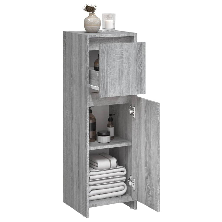 Badkamerkast 30X30X95 Cm Bewerkt Hout Eikenkleurig Grijs sonoma