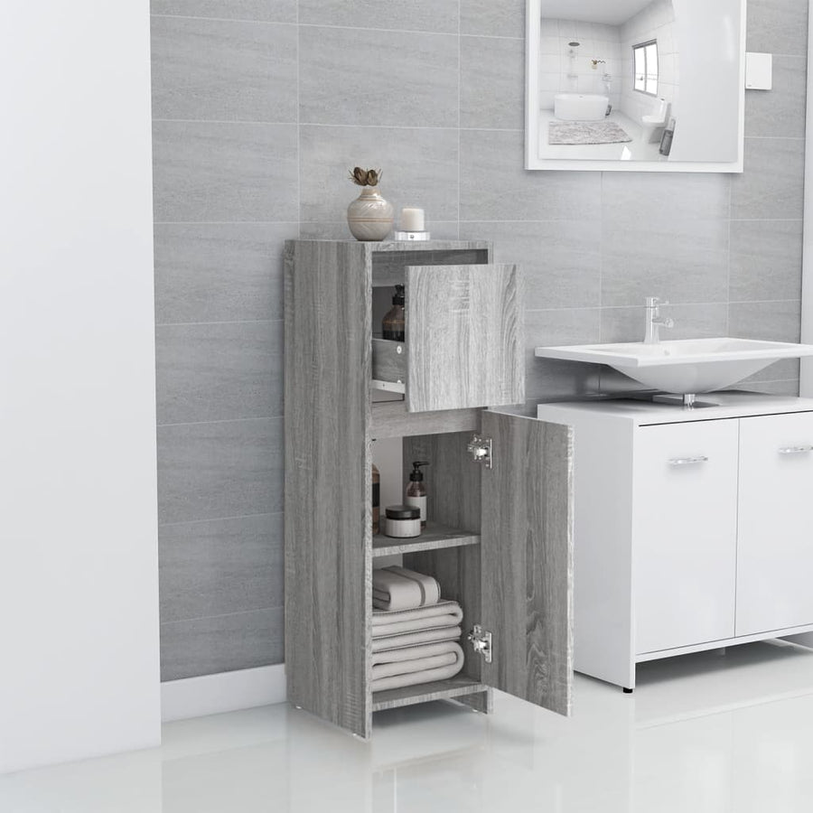 Badkamerkast 30X30X95 Cm Bewerkt Hout Eikenkleurig Grijs sonoma