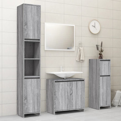 Badkamerkast 30X30X95 Cm Bewerkt Hout Eikenkleurig Grijs sonoma
