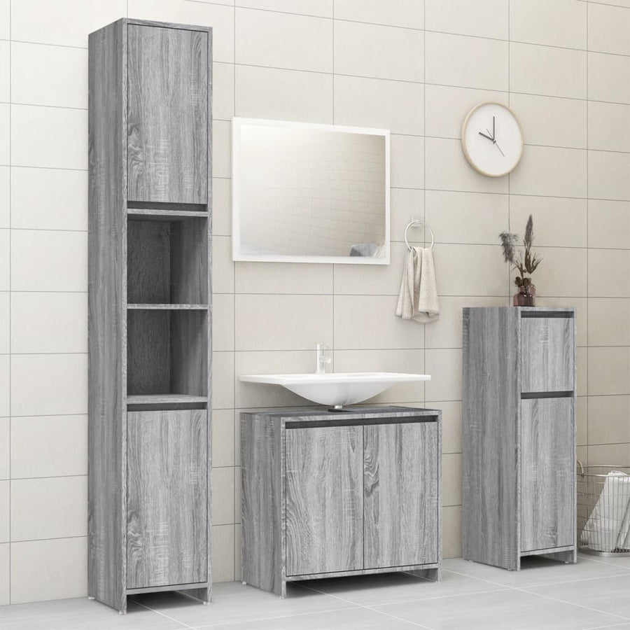 Badkamerkast 30X30X95 Cm Bewerkt Hout Eikenkleurig Grijs sonoma