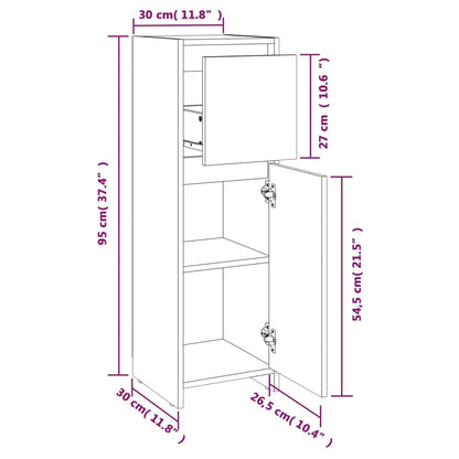 Badkamerkast 30X30X95 Cm Bewerkt Hout Eikenkleurig Grijs sonoma