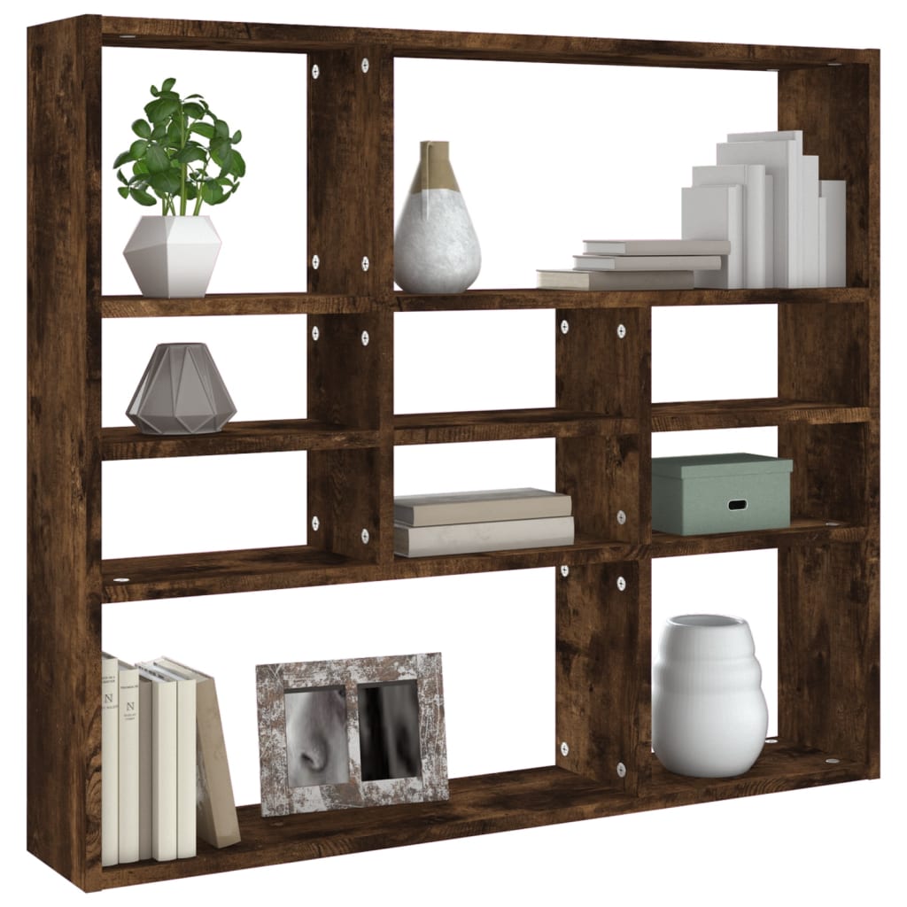 Wandschap 90x16x78 cm bewerkt hout gerookt eikenkleurig Gerookt eiken