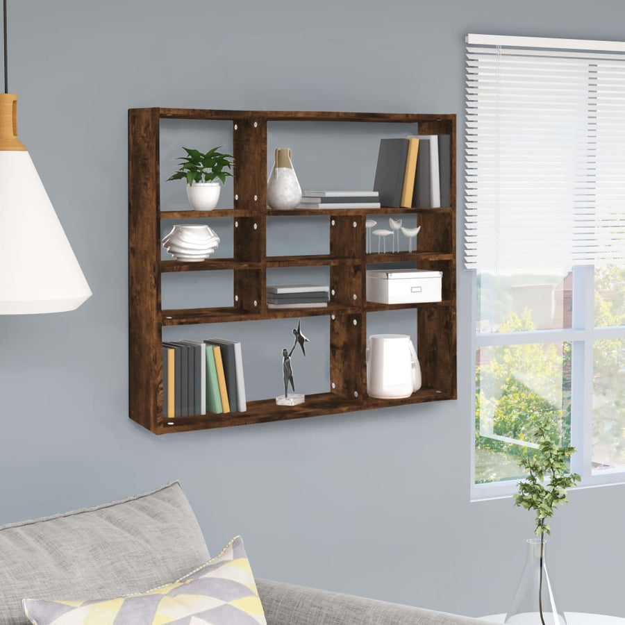 Wandschap 90x16x78 cm bewerkt hout gerookt eikenkleurig Gerookt eiken