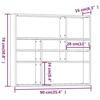 Wandschap 90x16x78 cm bewerkt hout grijs sonoma eikenkleurig Grijs sonoma