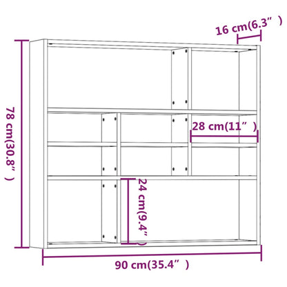 Wandschap 90X6X78 Cm Bewerkt Hout Bruineikenkleurig bruin eikenkleur