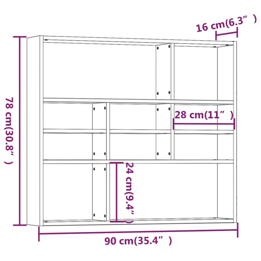Wandschap 90X6X78 Cm Bewerkt Hout Bruineikenkleurig bruin eikenkleur
