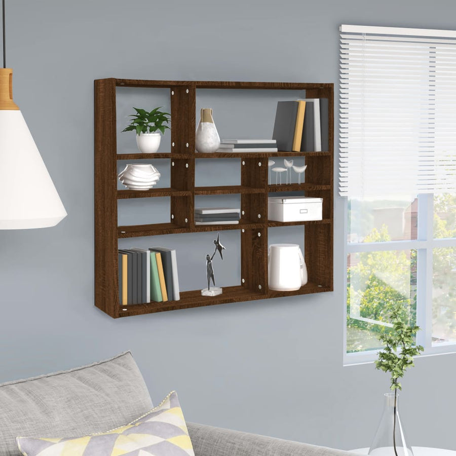 Wandschap 90X6X78 Cm Bewerkt Hout Bruineikenkleurig bruin eikenkleur