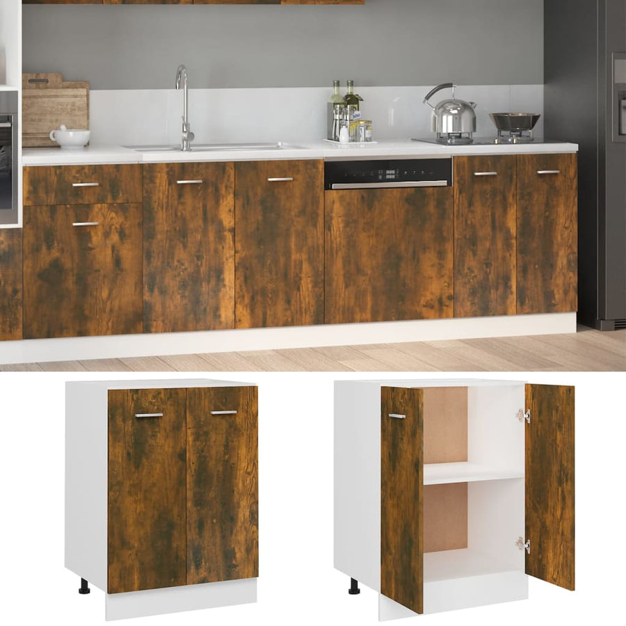 Onderkast 60x46x81,5 cm bewerkt hout gerookt eikenkleurig Onderkast