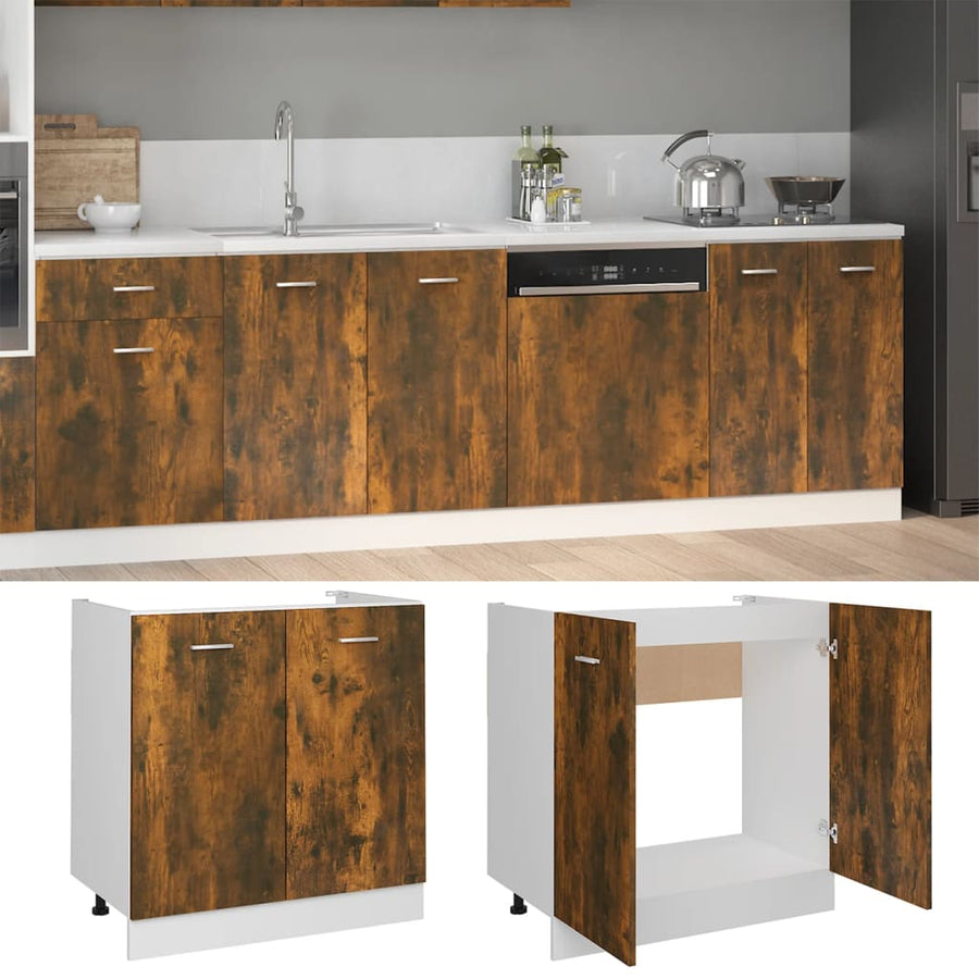 Gootsteenkast 80x46x81,5 cm bewerkt hout gerookt eikenkleur Gerookt eiken