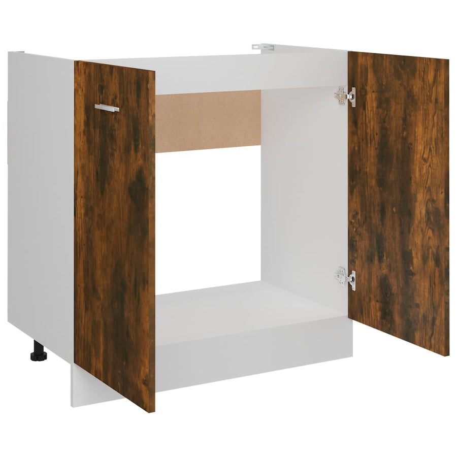 Gootsteenkast 80x46x81,5 cm bewerkt hout gerookt eikenkleur Gerookt eiken