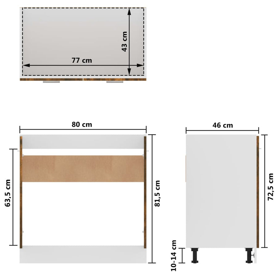 Gootsteenkast 80x46x81,5 cm bewerkt hout gerookt eikenkleur Gerookt eiken