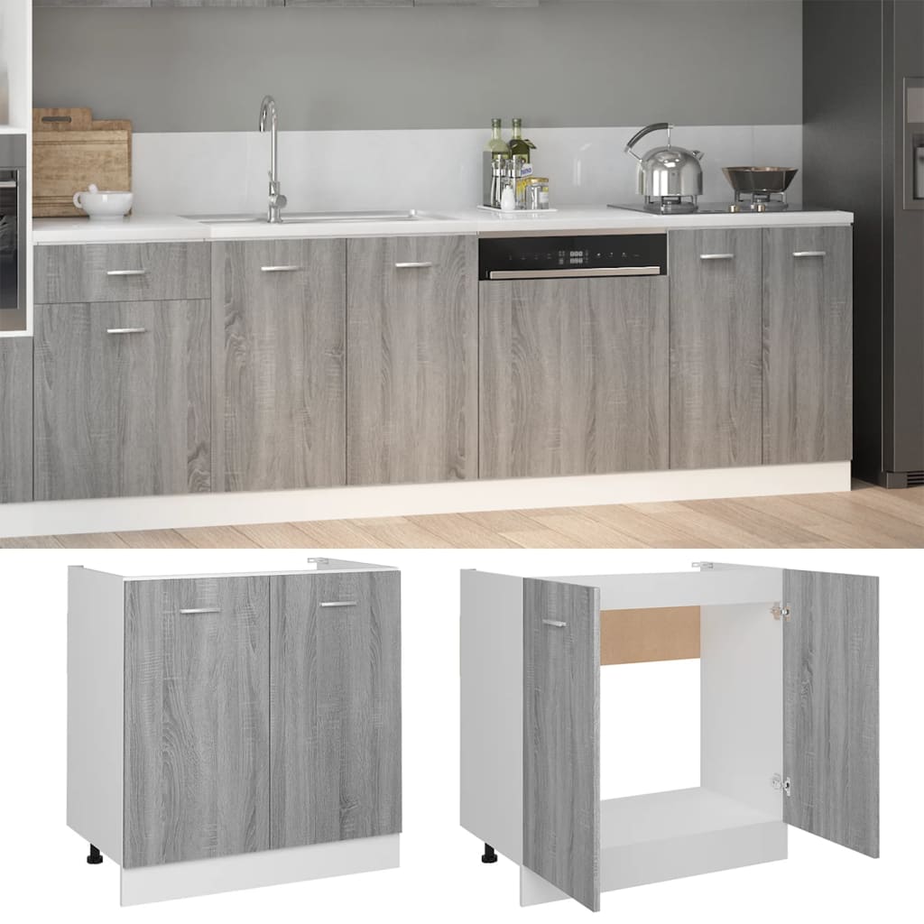 Gootsteenkast 80x46x81,5 cm bewerkt hout grijs sonoma eiken Grijs sonoma