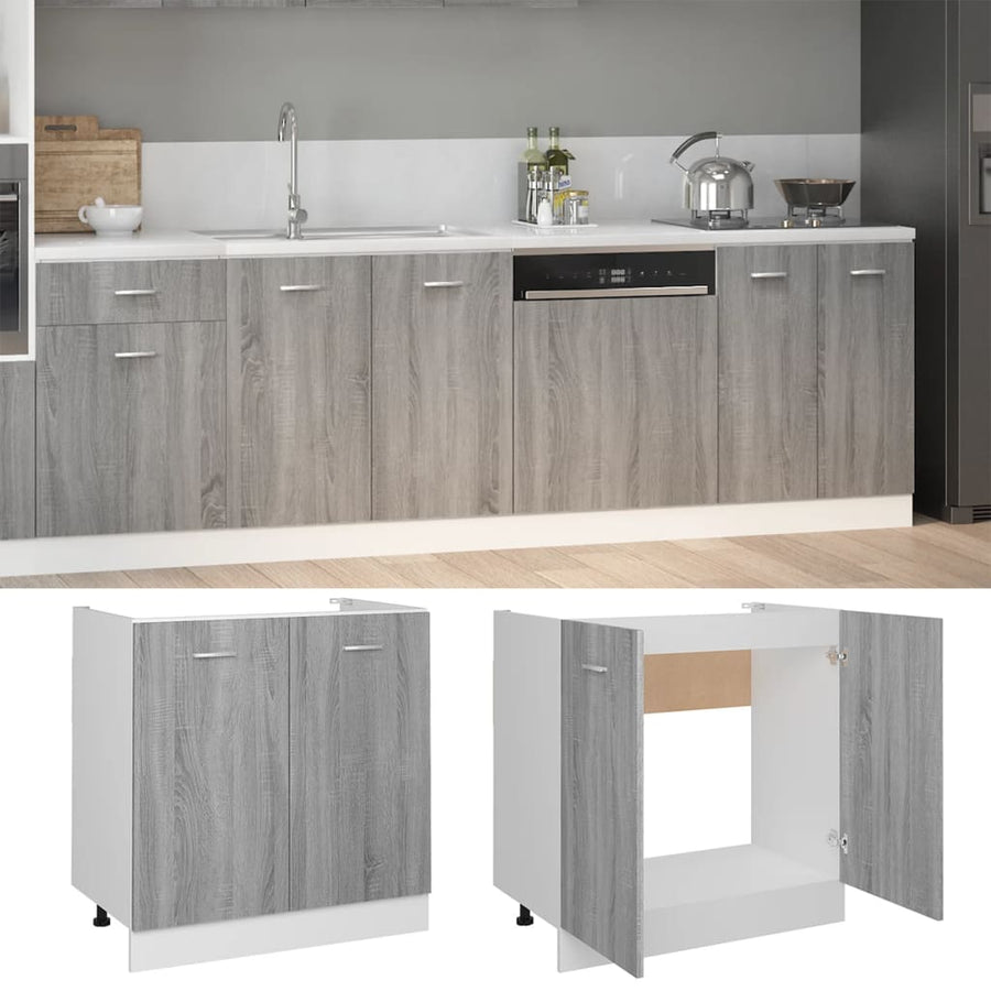 Gootsteenkast 80x46x81,5 cm bewerkt hout grijs sonoma eiken Grijs sonoma