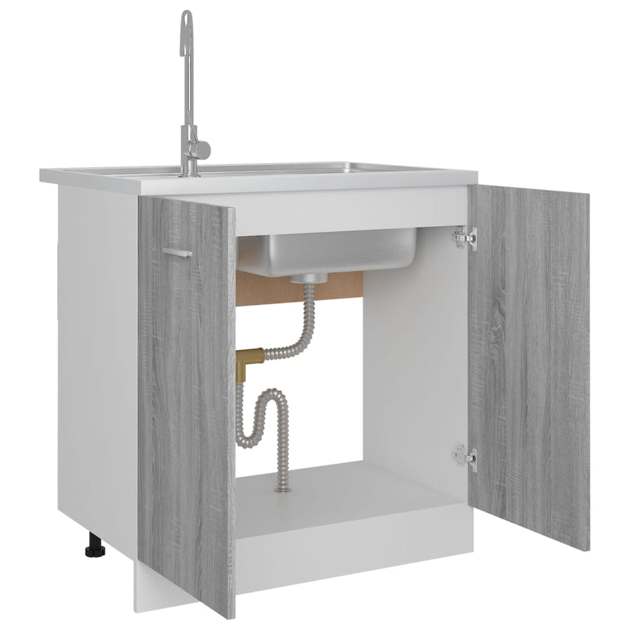 Gootsteenkast 80x46x81,5 cm bewerkt hout grijs sonoma eiken Grijs sonoma