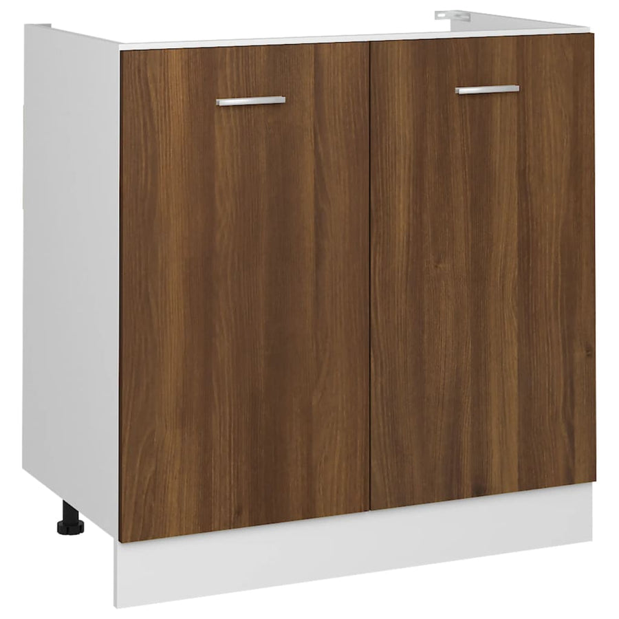 Gootsteenkast 80X46X8,5 Cm Bewerkt Hout Bruineikenkleurig Bruin Eikenkleur Wastafelonderkast