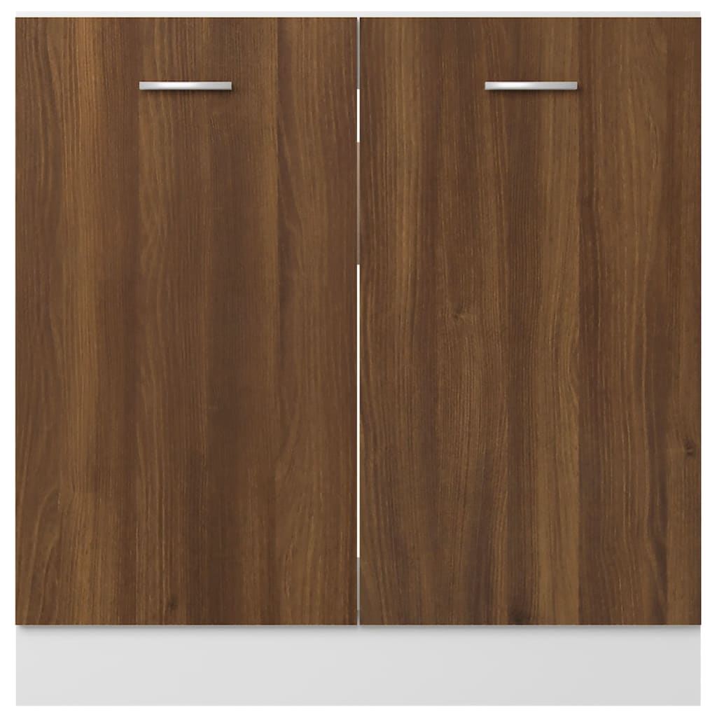 Gootsteenkast 80X46X8,5 Cm Bewerkt Hout Bruineikenkleurig Bruin Eikenkleur Wastafelonderkast