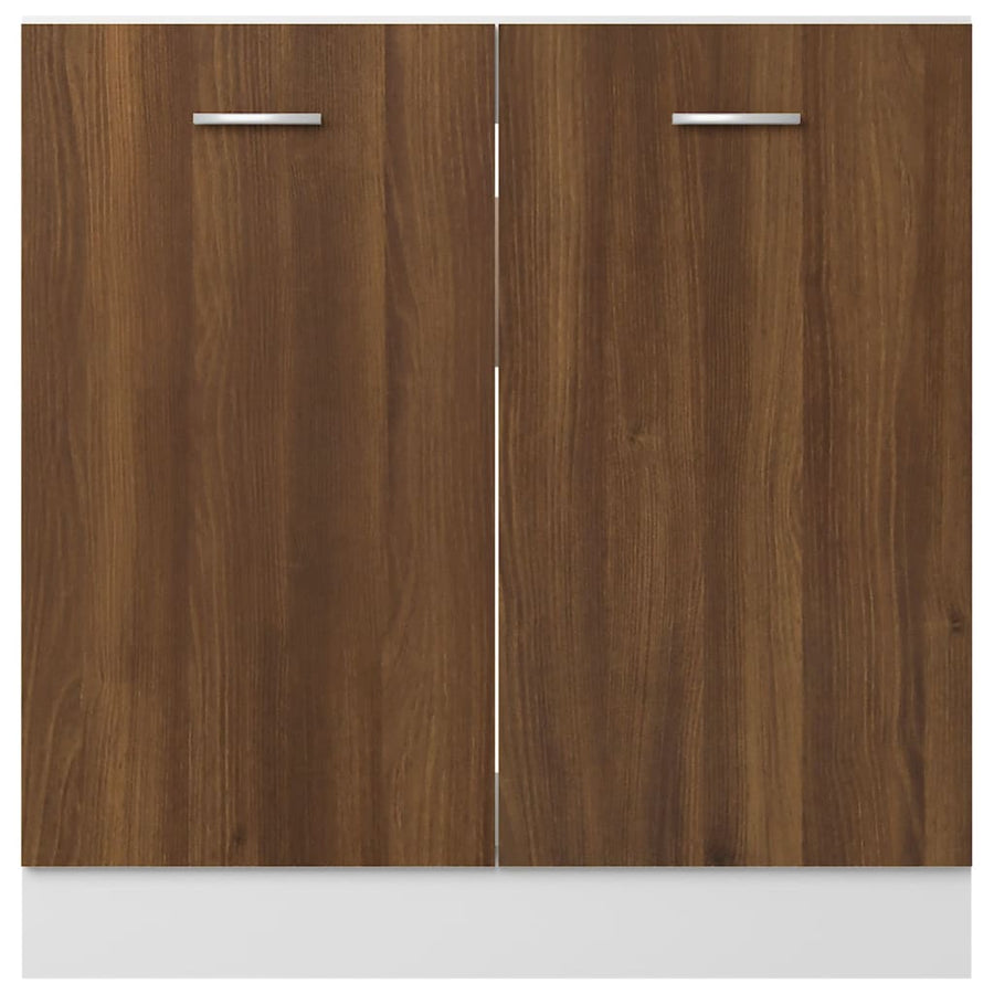 Gootsteenkast 80X46X8,5 Cm Bewerkt Hout Bruineikenkleurig Bruin Eikenkleur Wastafelonderkast