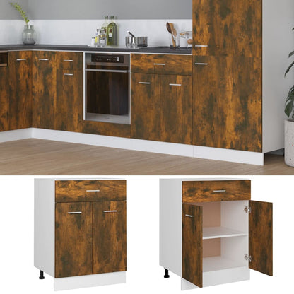 Onderkast met lade 60x46x81,5 cm bewerkt hout gerookt eiken Onderkast met lade 60 cm