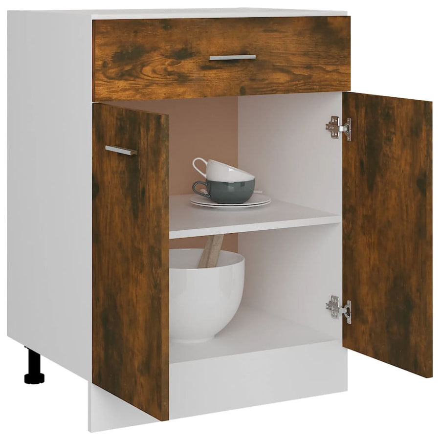 Onderkast met lade 60x46x81,5 cm bewerkt hout gerookt eiken Onderkast met lade 60 cm