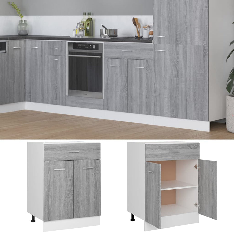 Onderkast met lade 60x46x81,5 cm bewerkt hout grijs sonoma Onderkast met lade 60 cm