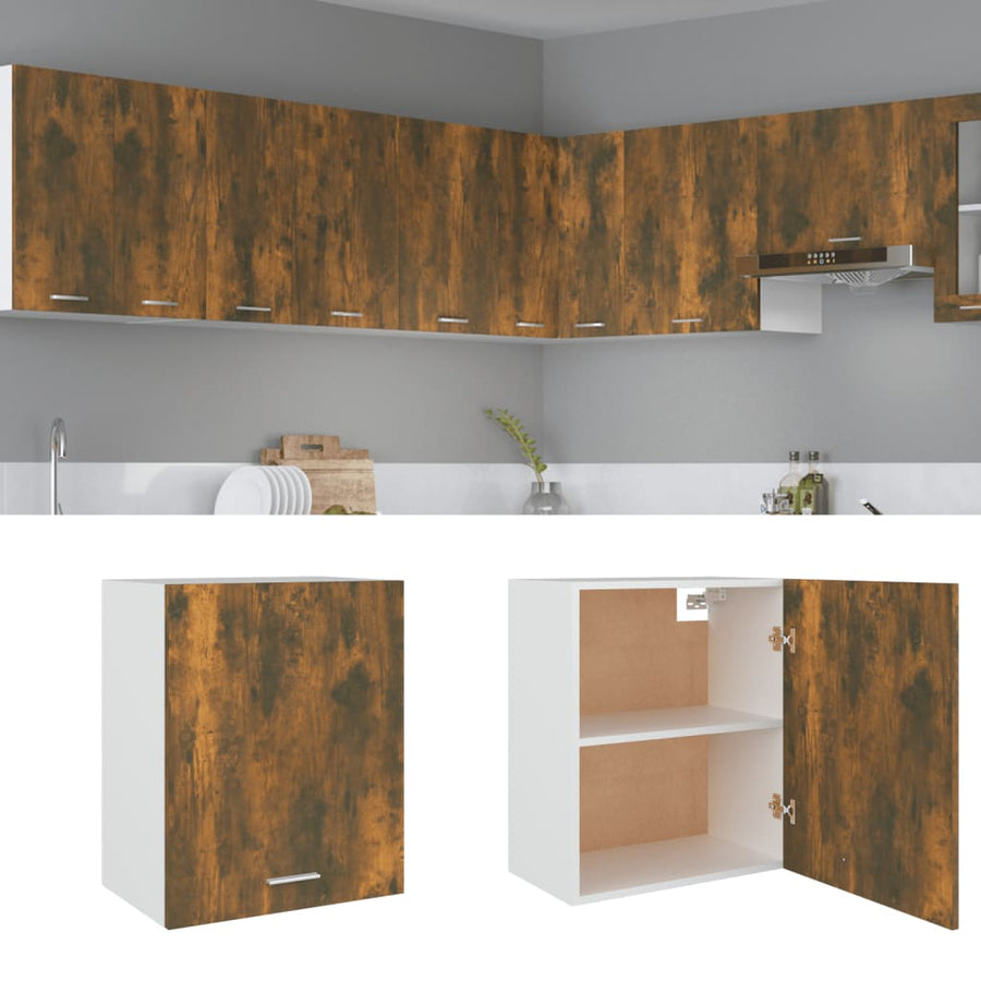 Wandkast Hangend 50X31X60 Cm Bewerkt Hout Gerookt Eikenkleurig Gerookt Eiken Hangkast 50 cm