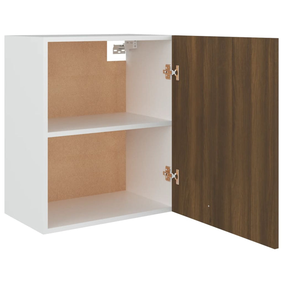 Wandkast Hangend 50X31X60 Cm Bewerkt Hout Bruineikenkleurig Bruin Eikenkleur Hangkast 50 cm