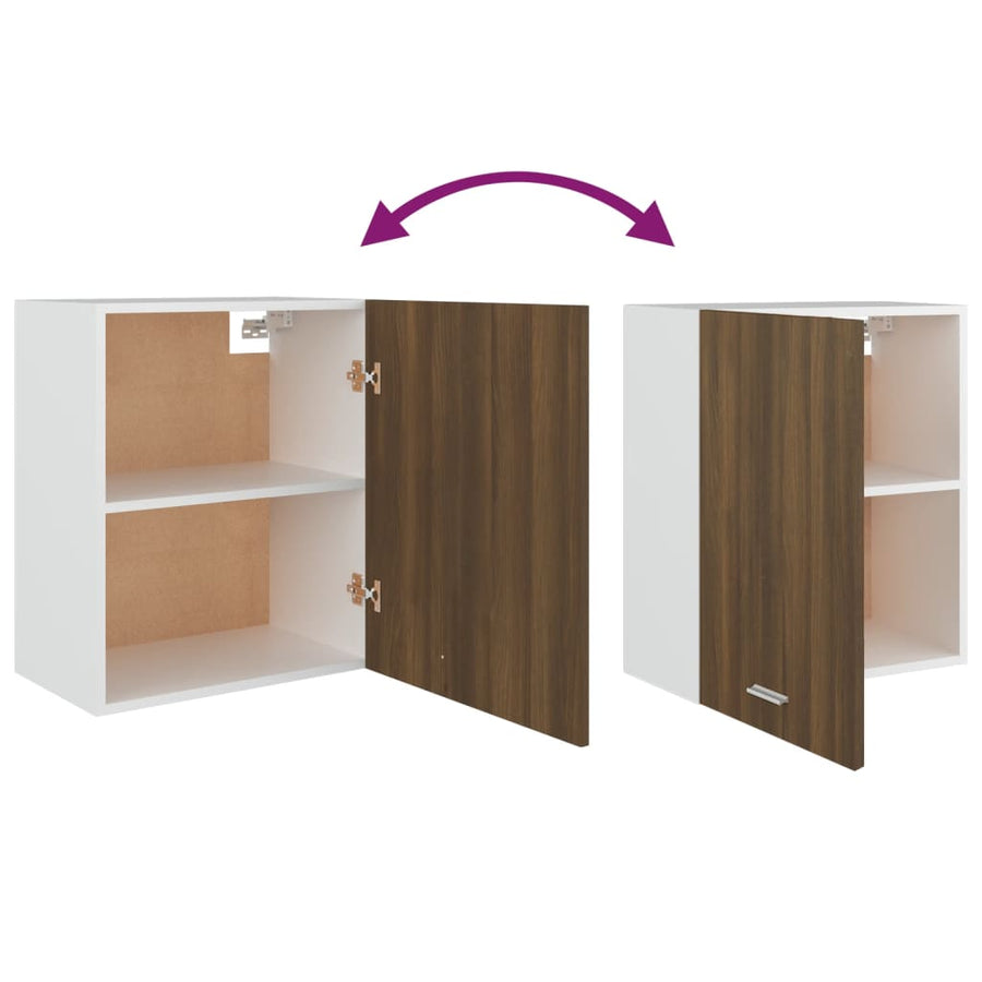 Wandkast Hangend 50X31X60 Cm Bewerkt Hout Bruineikenkleurig Bruin Eikenkleur Hangkast 50 cm