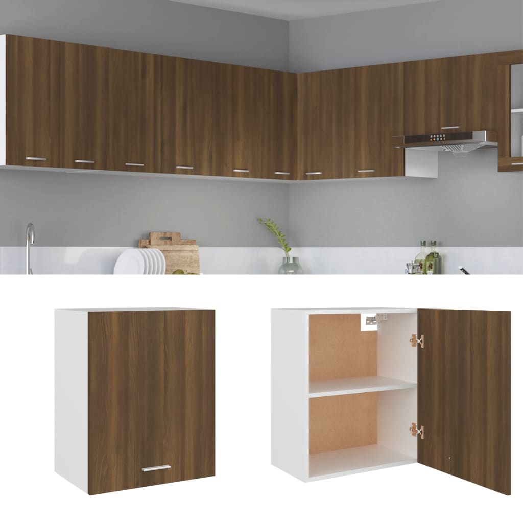 Wandkast Hangend 50X31X60 Cm Bewerkt Hout Bruineikenkleurig Bruin Eikenkleur Hangkast 50 cm