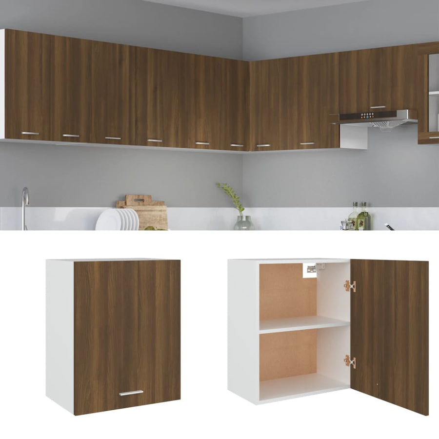 Wandkast Hangend 50X31X60 Cm Bewerkt Hout Bruineikenkleurig Bruin Eikenkleur Hangkast 50 cm