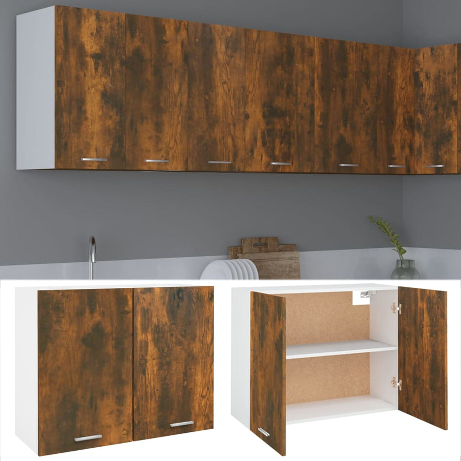 Wandkast hangend 80x31x60 cm bewerkt hout gerookt eikenkleurig Hangkast 80 cm