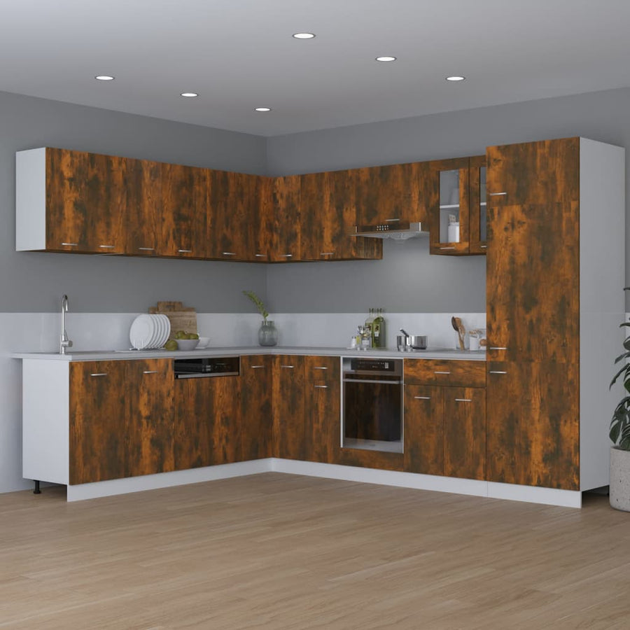 Wandkast hangend 80x31x60 cm bewerkt hout gerookt eikenkleurig Hangkast 80 cm