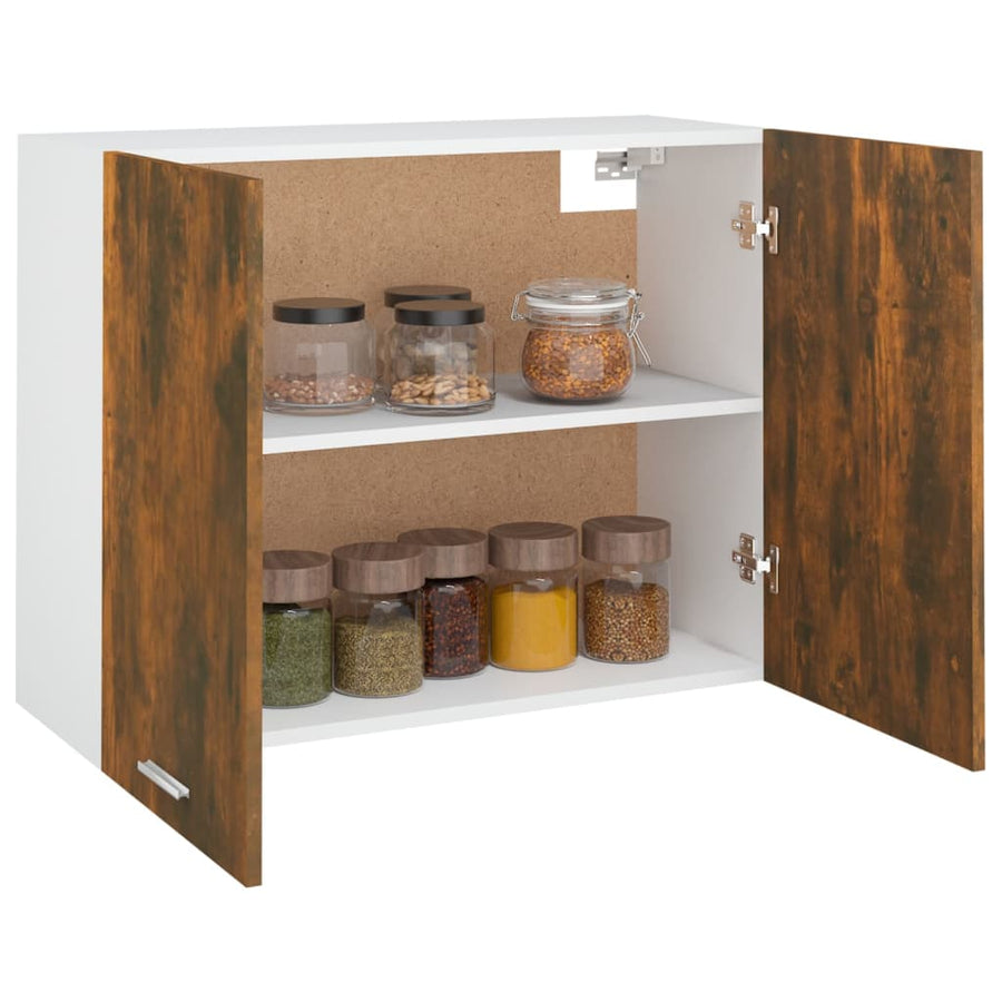 Wandkast hangend 80x31x60 cm bewerkt hout gerookt eikenkleurig Hangkast 80 cm