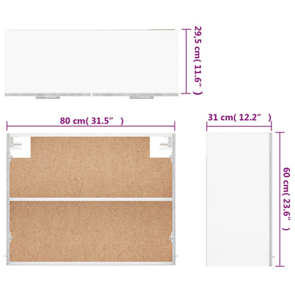 Wandkast hangend 80x31x60 cm bewerkt hout grijs sonoma eiken Hangkast 80 cm