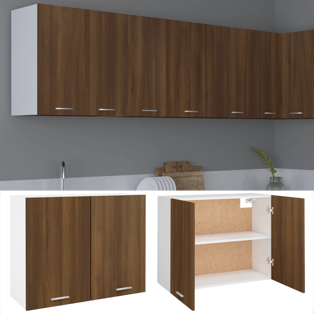 Wandkast Hangend 80X3X60 Cm Bewerkt Hout Kleurig Bruineiken Hangkast 80 cm
