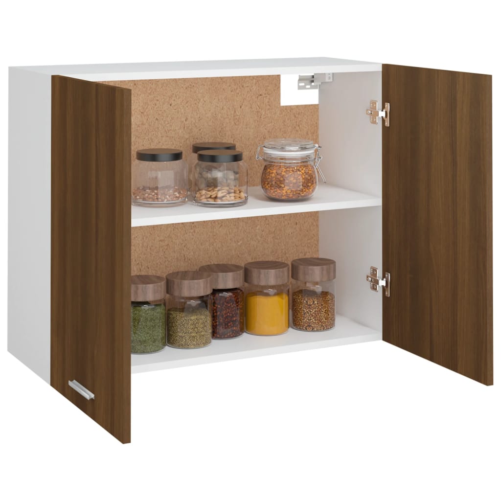 Wandkast Hangend 80X3X60 Cm Bewerkt Hout Kleurig Bruineiken Hangkast 80 cm