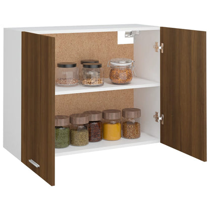 Wandkast Hangend 80X3X60 Cm Bewerkt Hout Kleurig Bruineiken Hangkast 80 cm