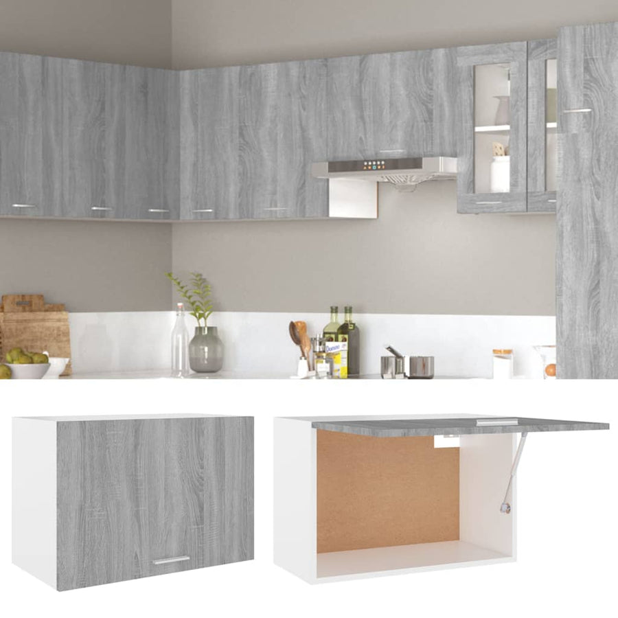 Wandkast Hangend 60X3X40 Cm Bewerkt Hout Eiken Grijs Sonoma handing cabinet with flip-up door