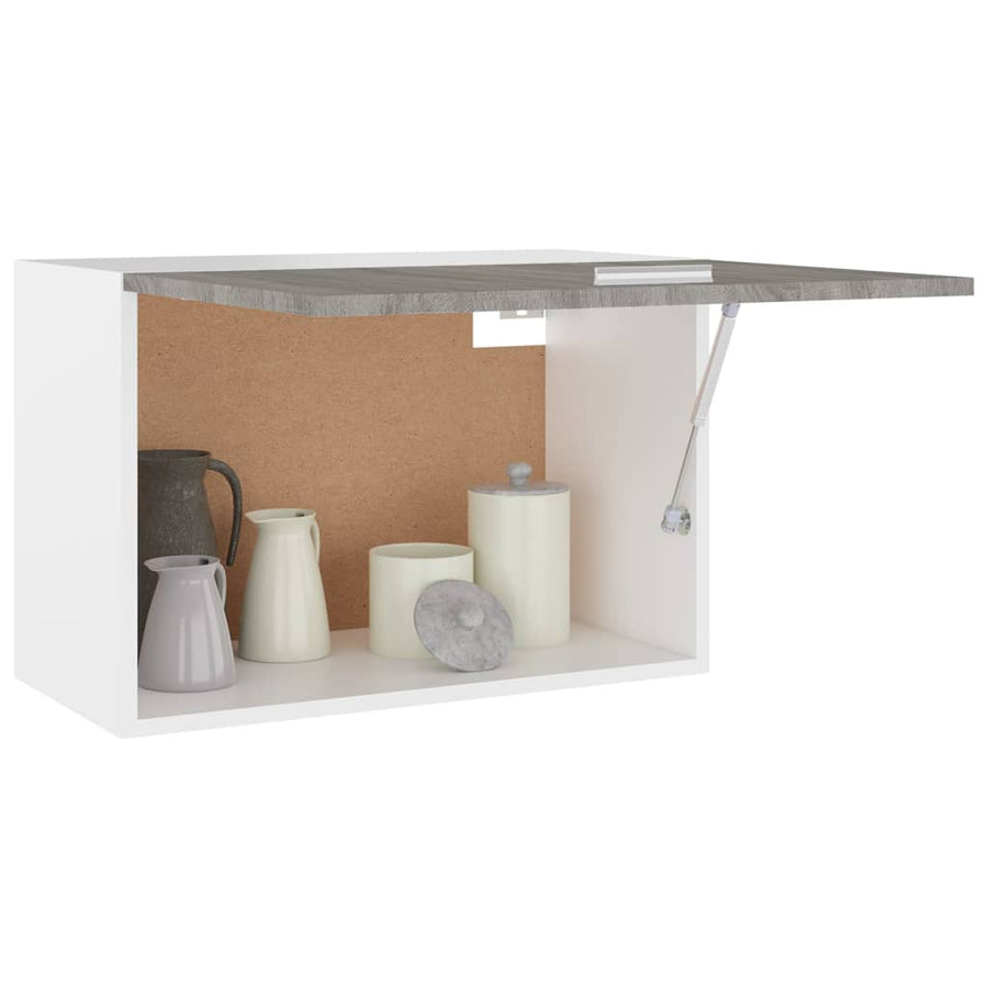 Wandkast Hangend 60X3X40 Cm Bewerkt Hout Eiken Grijs Sonoma handing cabinet with flip-up door