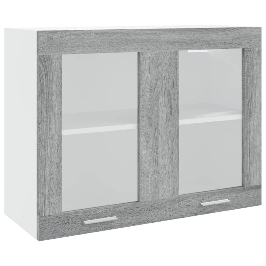 Wandkast hangend 80x31x60 cm glas en bewerkt hout grijs sonoma Hangkast glas 80 cm