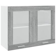 Wandkast hangend 80x31x60 cm glas en bewerkt hout grijs sonoma Hangkast glas 80 cm