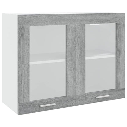 Wandkast hangend 80x31x60 cm glas en bewerkt hout grijs sonoma Hangkast glas 80 cm