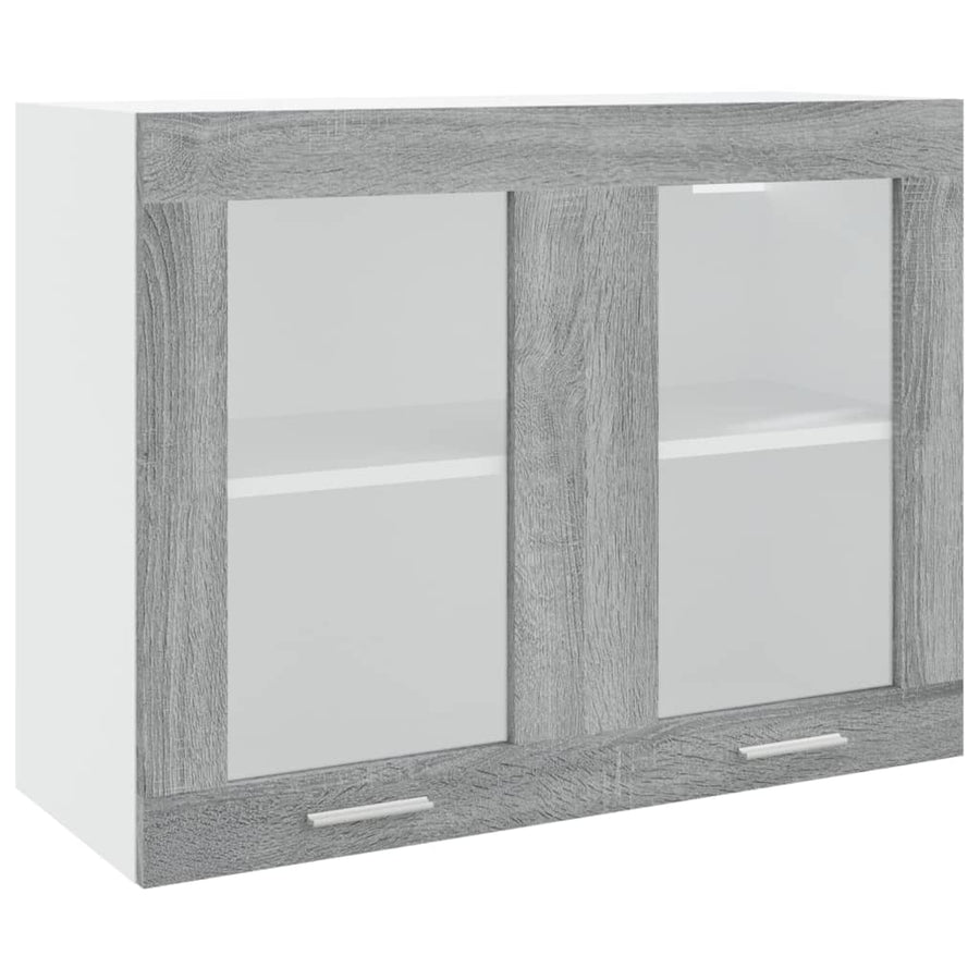 Wandkast hangend 80x31x60 cm glas en bewerkt hout grijs sonoma Hangkast glas 80 cm