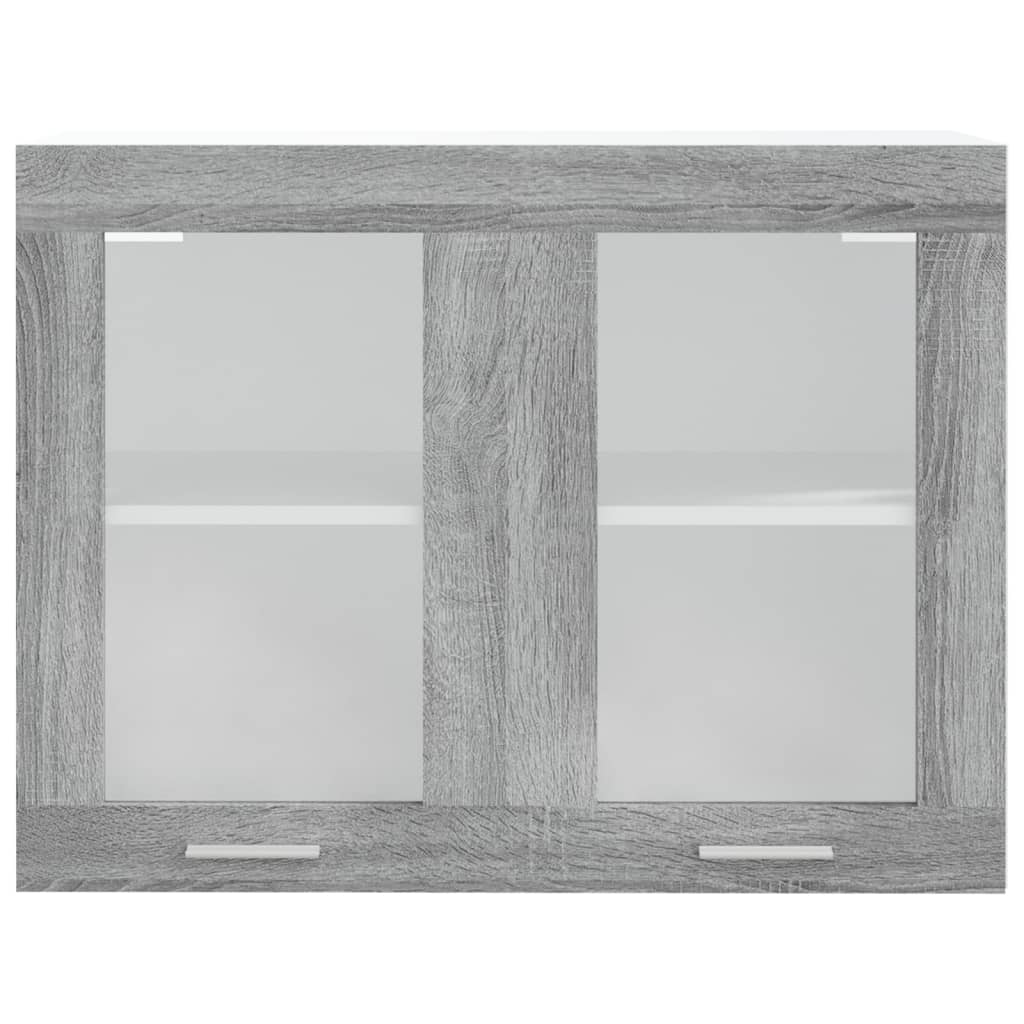 Wandkast hangend 80x31x60 cm glas en bewerkt hout grijs sonoma Hangkast glas 80 cm