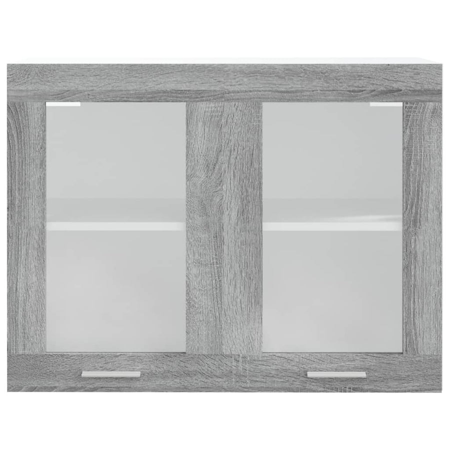 Wandkast hangend 80x31x60 cm glas en bewerkt hout grijs sonoma Hangkast glas 80 cm