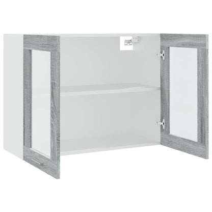 Wandkast hangend 80x31x60 cm glas en bewerkt hout grijs sonoma Hangkast glas 80 cm