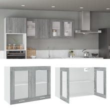 Wandkast hangend 80x31x60 cm glas en bewerkt hout grijs sonoma Hangkast glas 80 cm