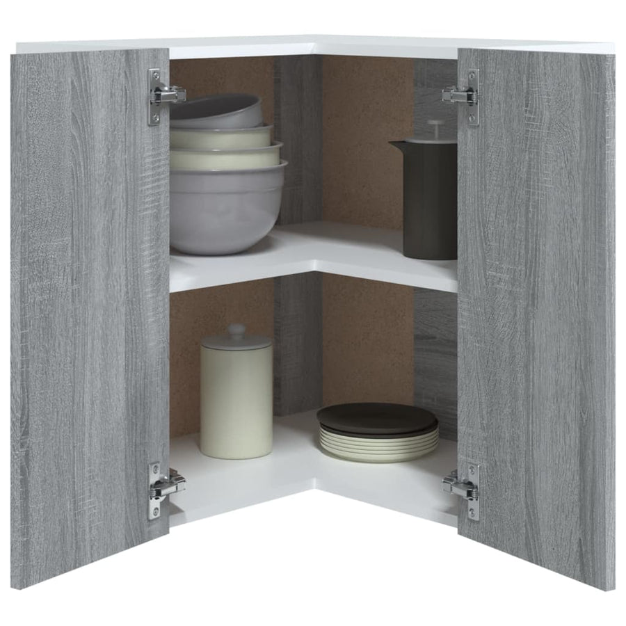 Hoekkast Hangend 57X57X60 Cm Bewerkt Hout Eiken Grijs Sonoma Hanghoekkast