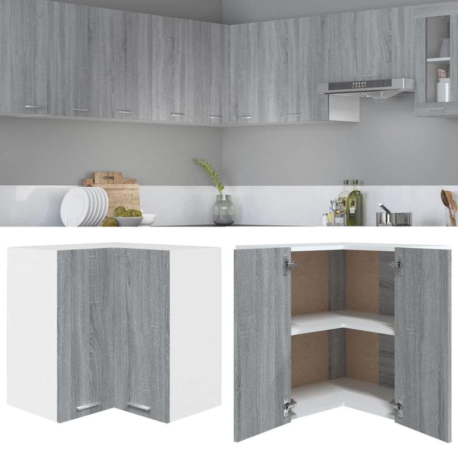 Hoekkast Hangend 57X57X60 Cm Bewerkt Hout Eiken Grijs Sonoma Hanghoekkast