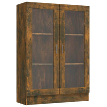 Vitrinekast 82,5x30,5x115 cm bewerkt hout gerookt eikenkleurig 82.5 x 30.5 x 115 cm Gerookt eiken